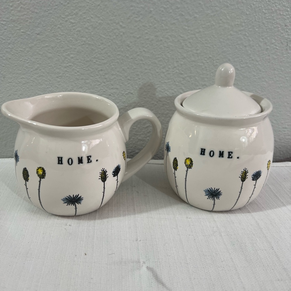Rae Dunn thistle sugar and creamer set